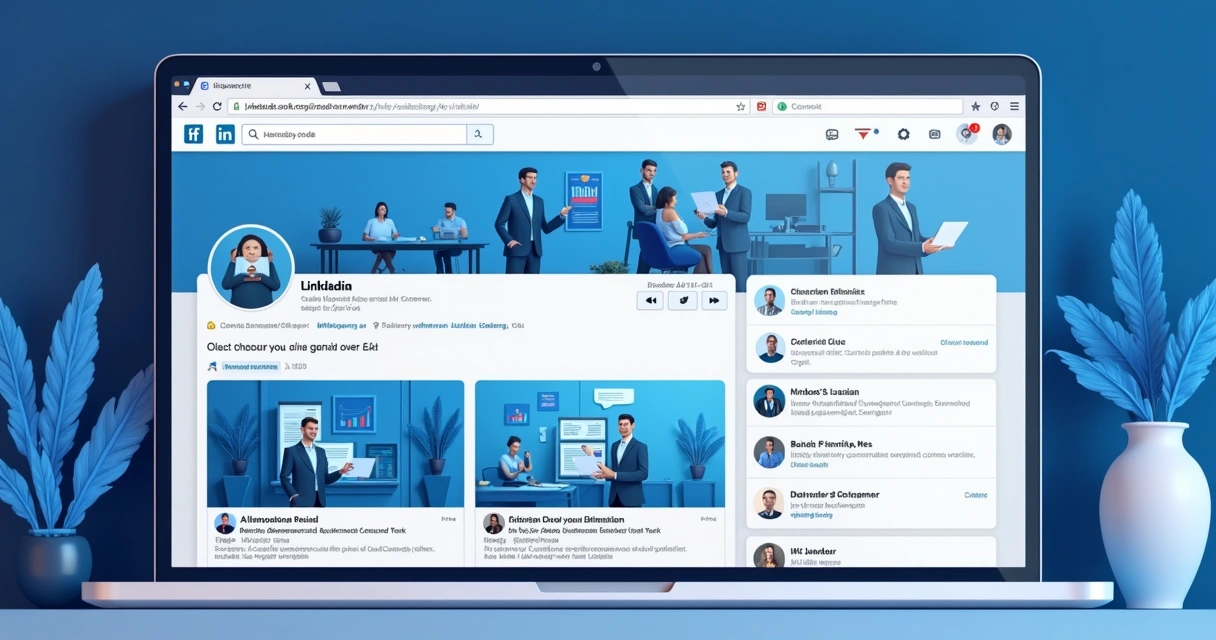 Tela ilustrativa de anúncios no LinkedIn com público corporativo 