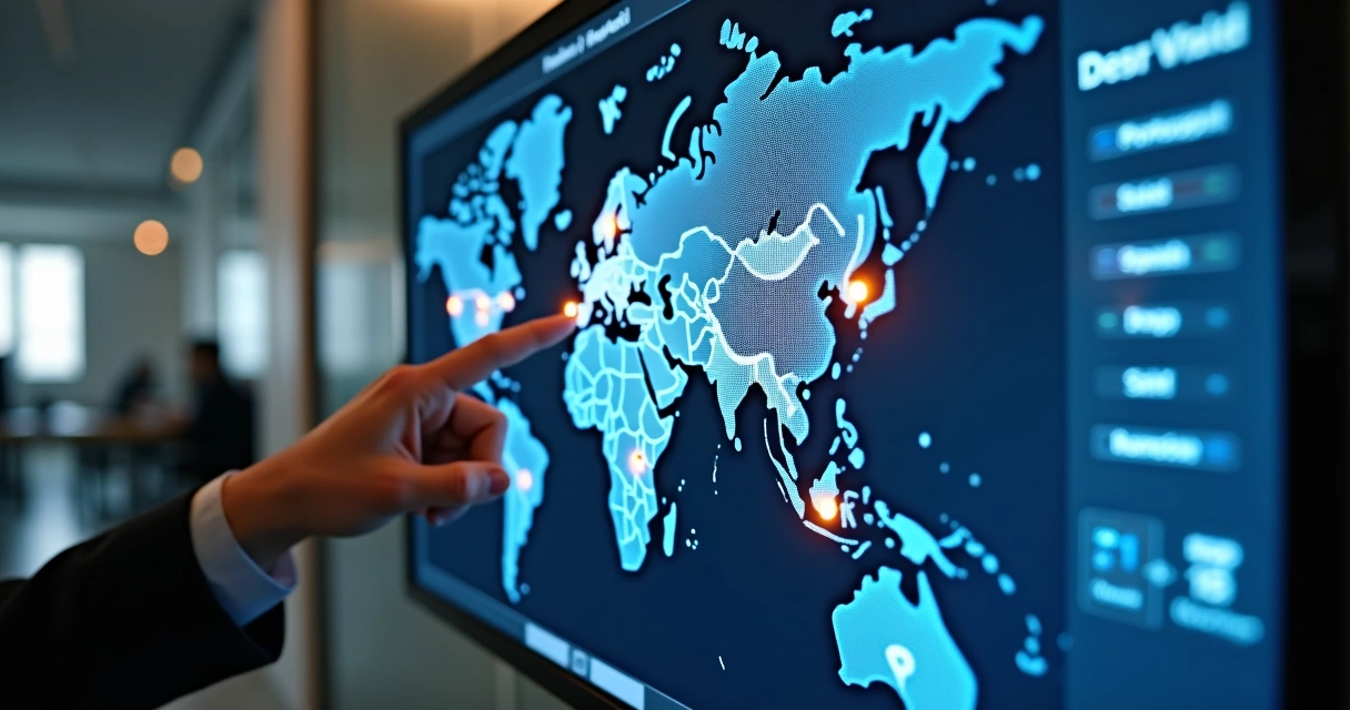 Mapa digital com origens de visitas por idioma