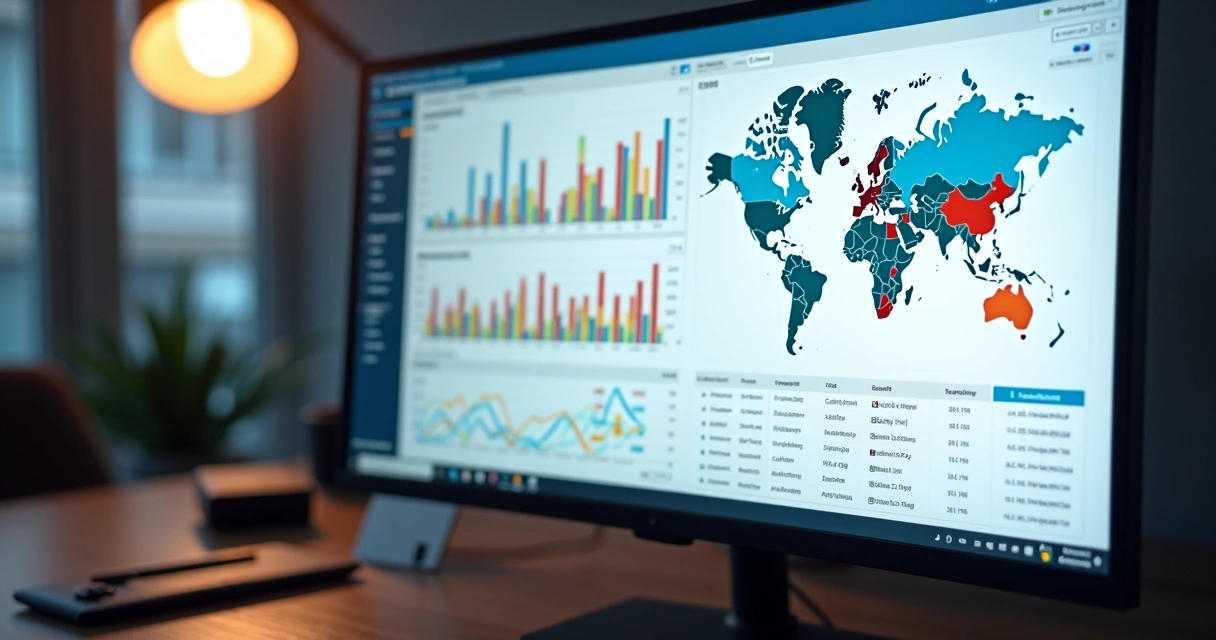 Painel de monitoramento de backlinks de SEO em tela de computador 