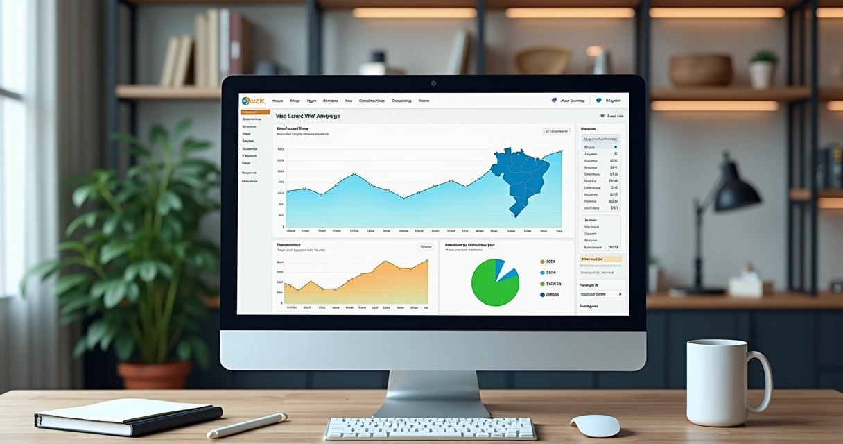 Painel de analytics com filtros por cidade e dispositivo 
