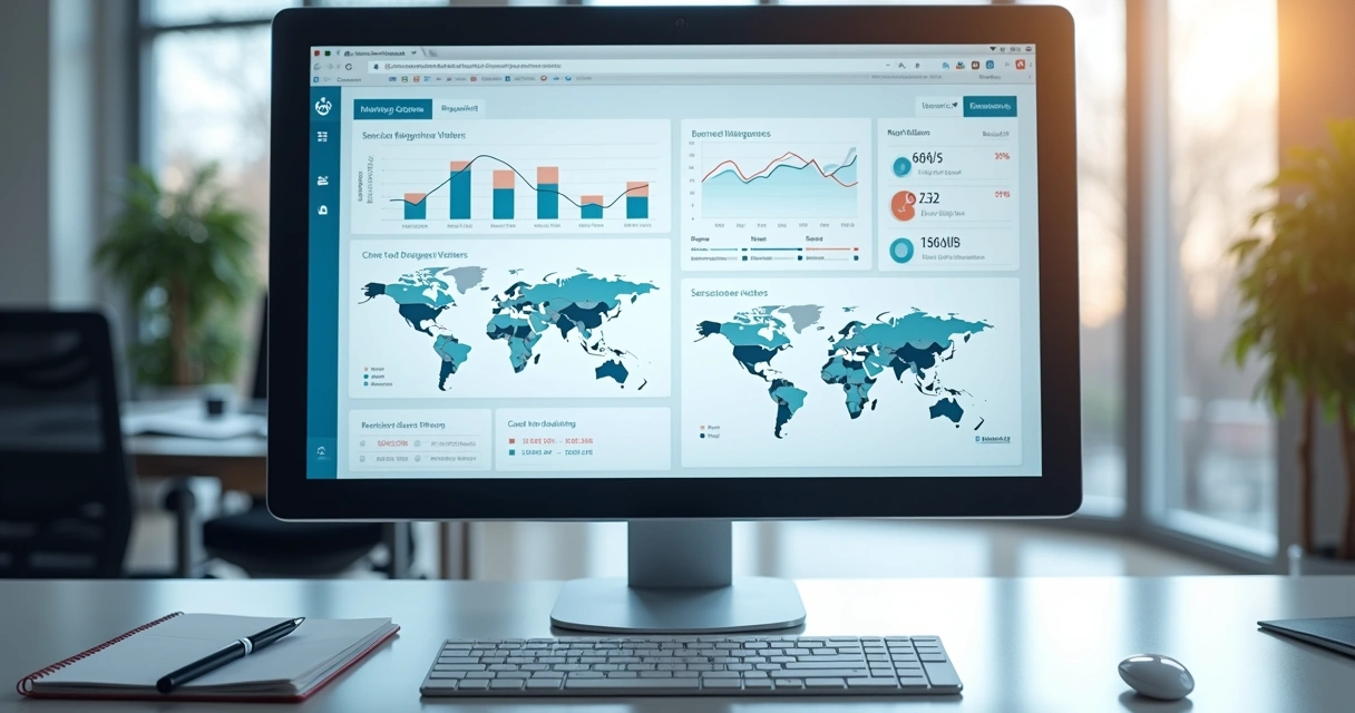 Painel com gráficos de tráfego e queda de retenção 