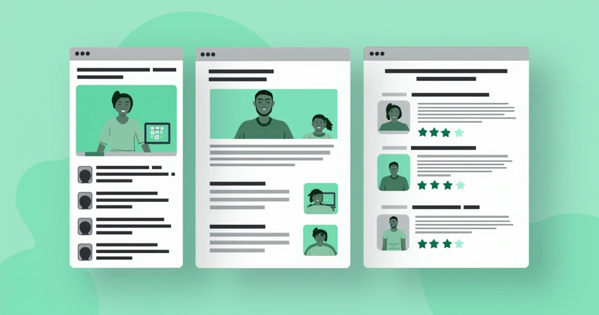 Comparação visual entre SEO para blogs, e-commerce e site institucional 